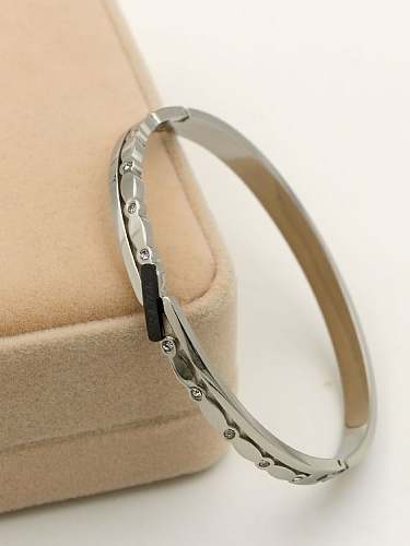 Titanium Letter Cubic Zirconia Minimalist Band Bangle