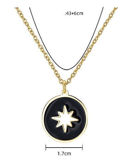 Titanium Steel Enamel Geometric Vintage Necklace