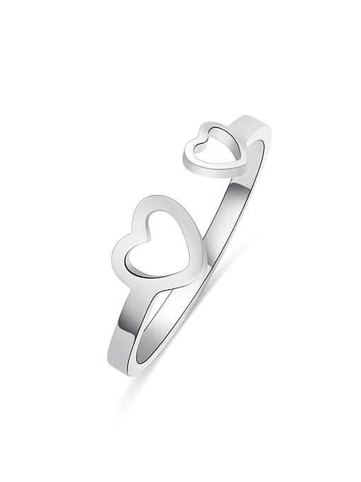 Anel de banda minimalista de coração de aço inoxidável