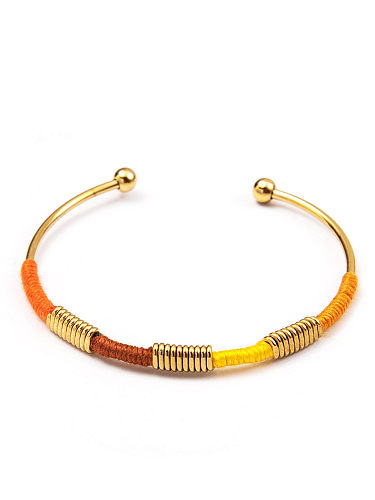 Stainless steel color thread ethnic style open bracelet