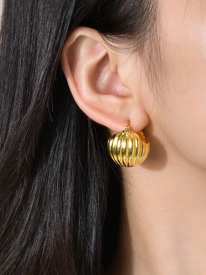 Brass Geometric Vintage Huggie Earring