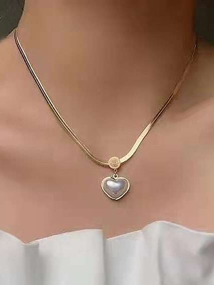 Titanium Steel Heart Minimalist Snake bone chain Necklace