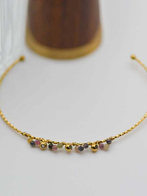 Bracelet manchette vintage géométrique perle en acier inoxydable