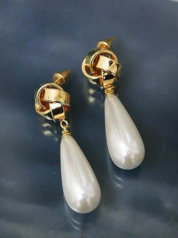 Brass Imitation Pearl Water Drop Minimalist Drop Earring