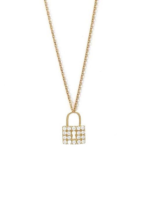 Brass Cubic Zirconia Minimalist Locket Earring and Necklace Set