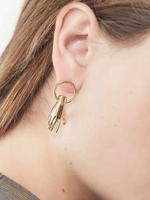 Handhoop Palm Round Drop Earring aus Edelstahl mit minimalistischer Persönlichkeit
