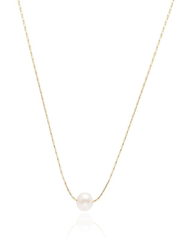 Titan Stahl Nachahmung Perle Runde minimalistische Halskette