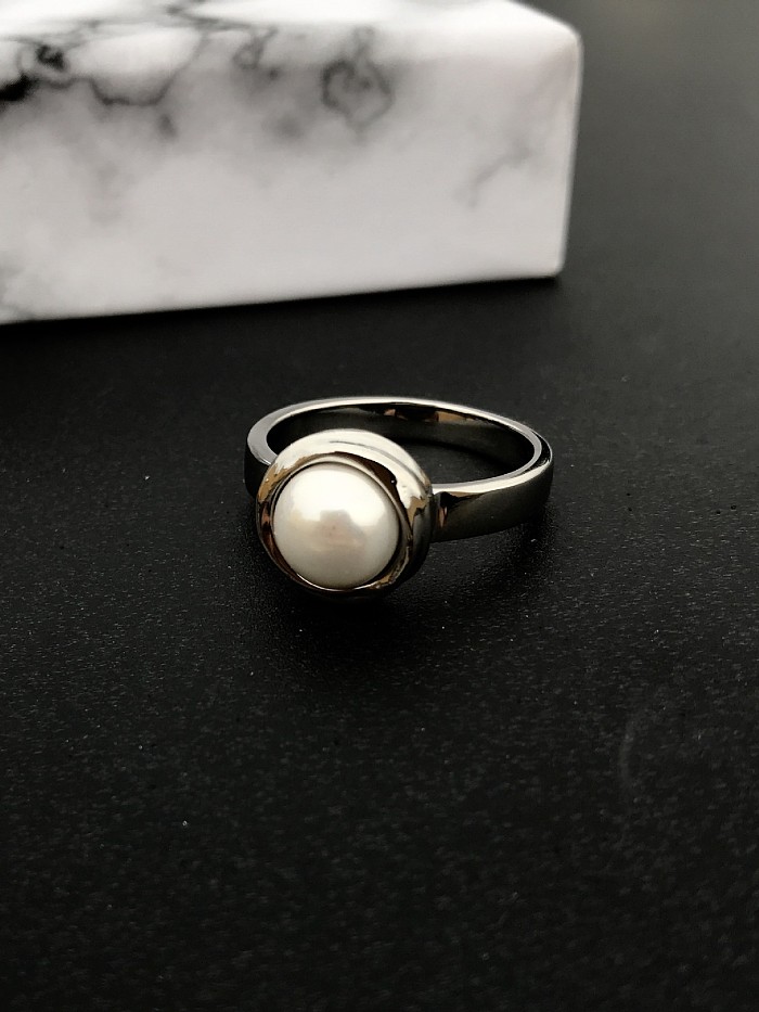 Copper With 18k White Gold Plated Classic Ball Rings