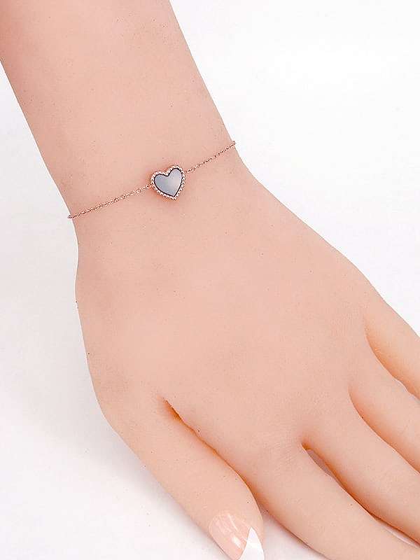 Titanium Enamel Heart Minimalist Link Bracelet