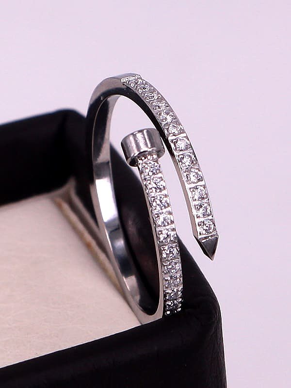 Titanium Steel Cubic Zirconia Geometric Minimalist Band Ring