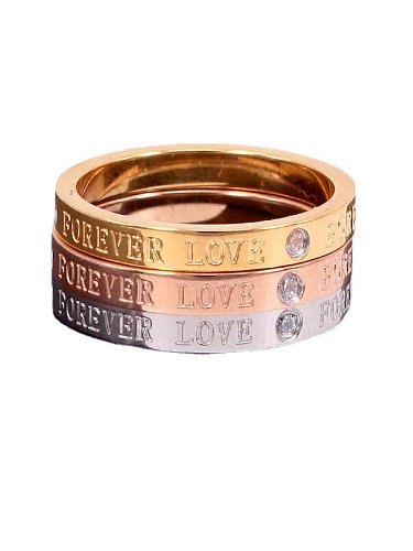 Titanium Steel Rhinestone Letter Minimalist Band Ring