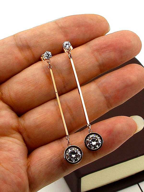 Titanium Cubic Zirconia Round Dainty Drop Earring