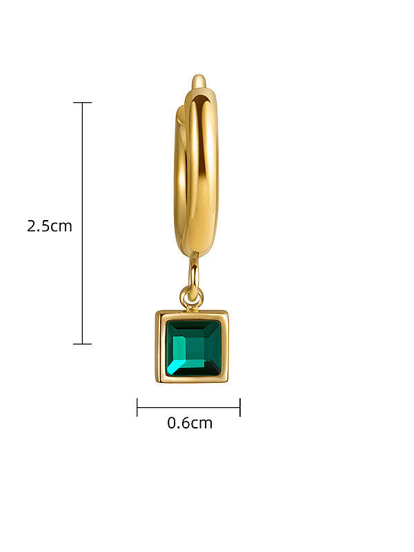 Titan-Stahl-Glasstein Geometrischer minimalistischer Huggie-Ohrring