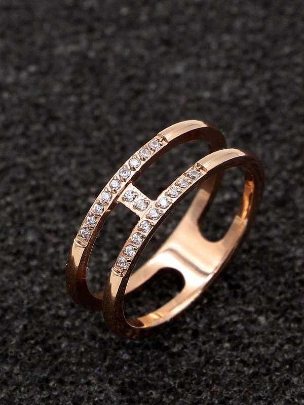 Titanium Cubic Zirconia Letter Dainty Band Ring