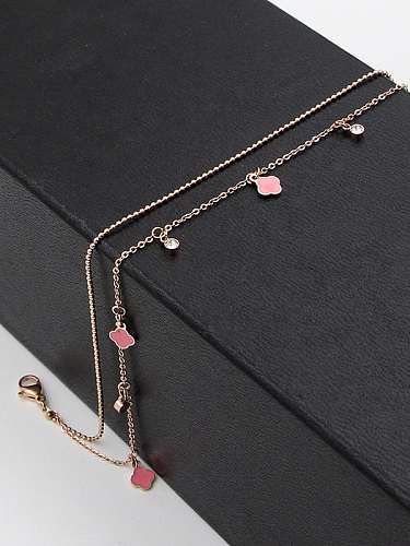 Tobillera de esmalte delicado con trébol de flores de titanio