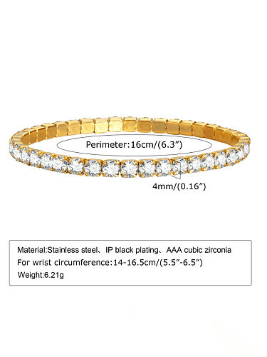 Titanium Steel Cubic Zirconia Geometric Hip Hop Link Bracelet