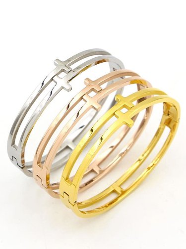 Titanium Cross Dainty Set Bangle