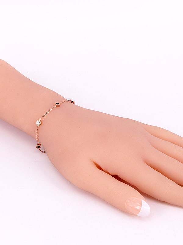 Titanium Enamel Number Minimalist Link Bracelet
