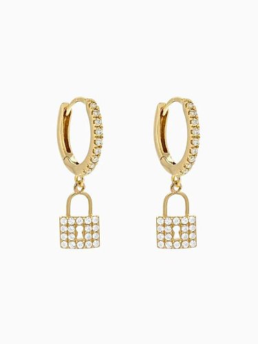 Brass Cubic Zirconia Minimalist Locket Earring and Necklace Set