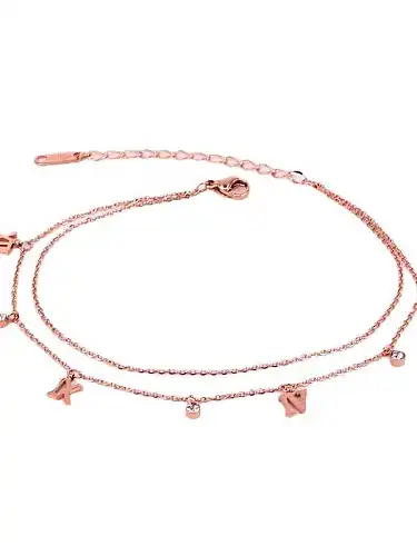 Titanium Steel Rhinestone Number Minimalist Anklet