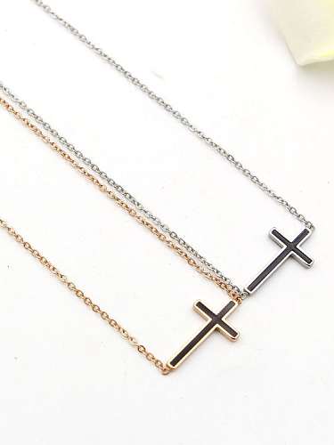 Titanium Enamel Cross Minimalist pendant Necklace