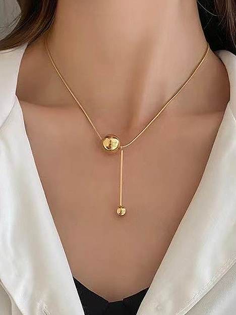 Collier à pompon minimaliste en acier au titane avec boule ronde