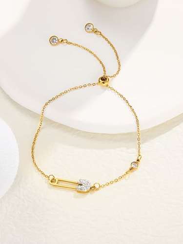 Stainless steel Rhinestone Irregular Pin Minimalist Link Bracelet