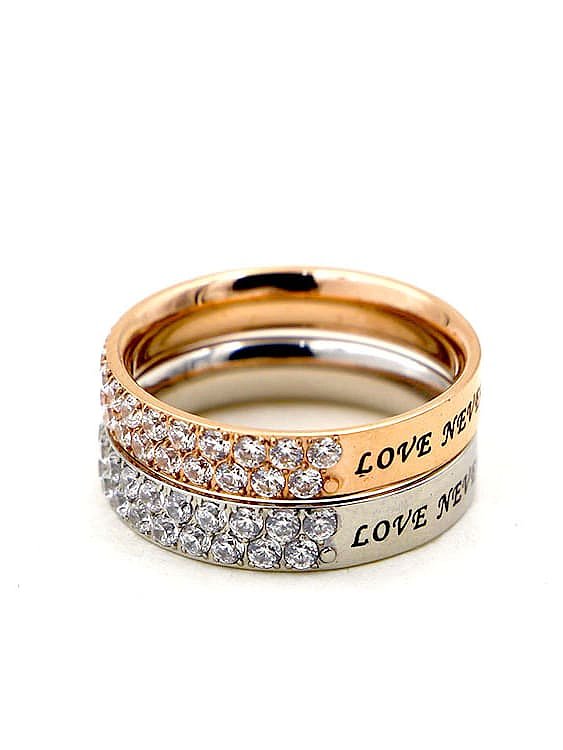 Titanium Letter Cubic Zirconia Dainty Band Ring