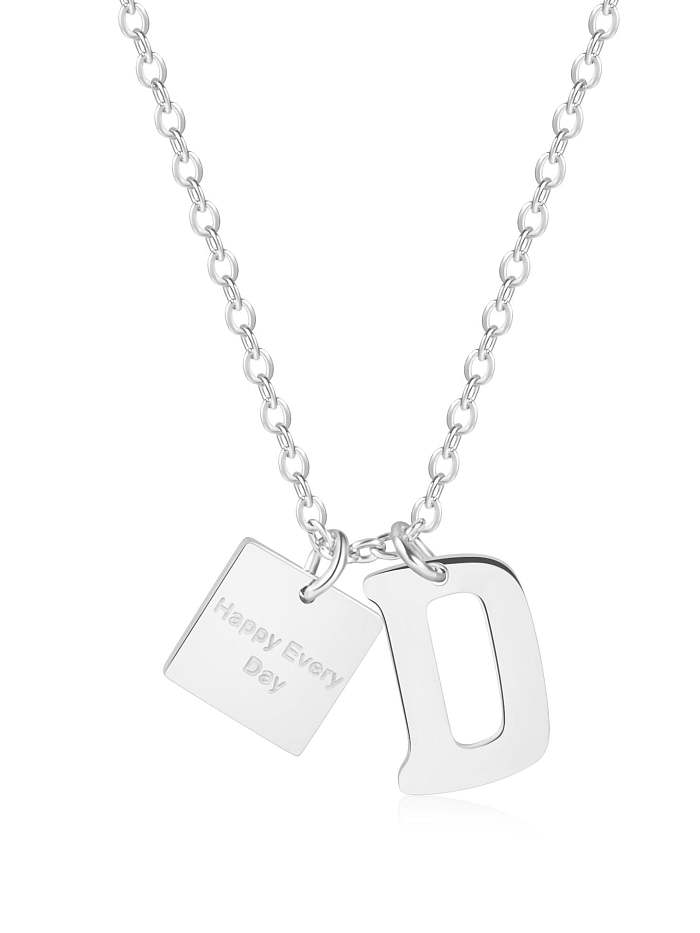 Stainless steel Square Minimalist Letter Pendant Necklace