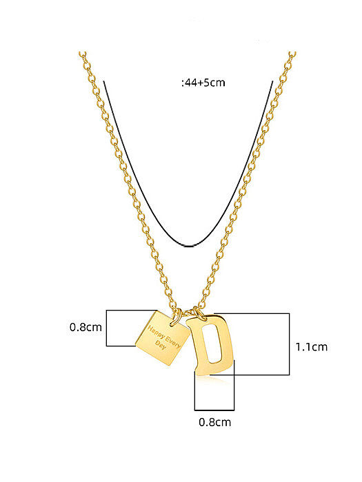 Stainless steel Square Minimalist Letter Pendant Necklace