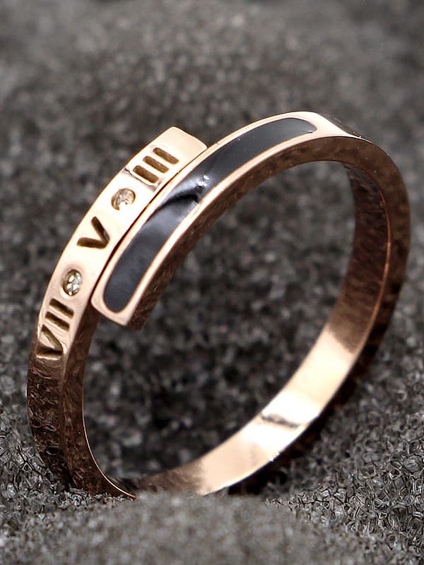 Titanium Enamel Number Dainty Band Ring