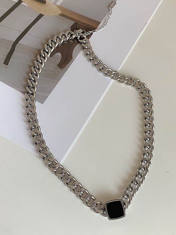 Titanium Steel Enamel Geometric Vintage Hollow Chain Necklace
