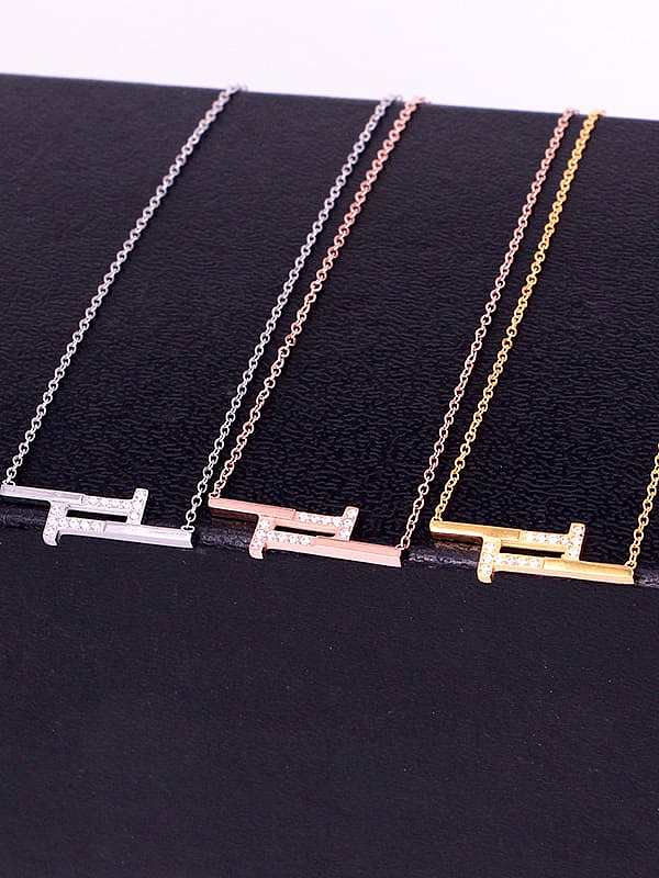 Titanium Steel Rhinestone Geometric Minimalist Necklace