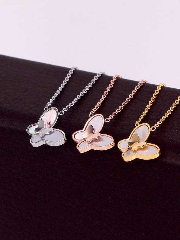 Titanium Shell Butterfly Dainty Necklace