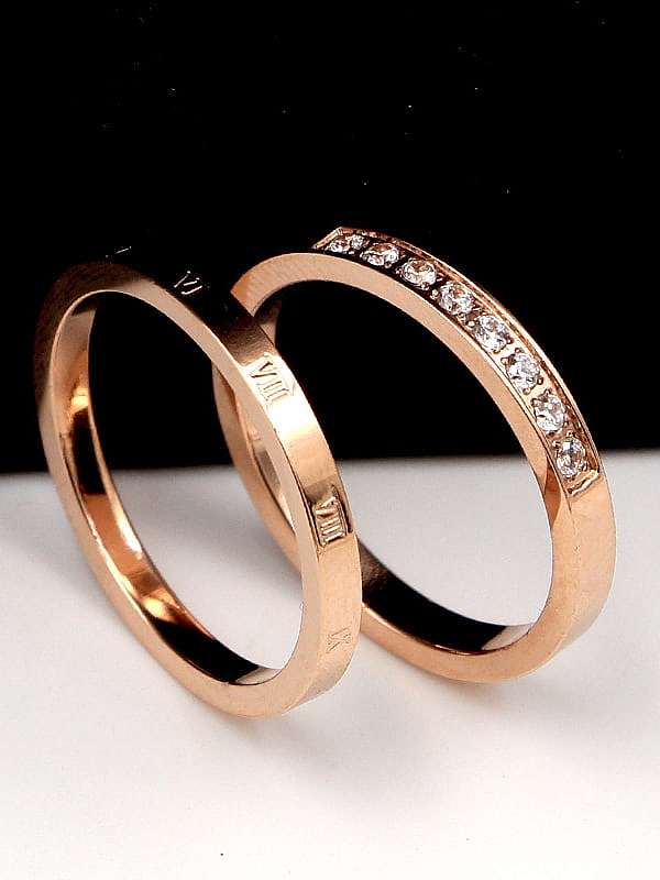 Titanium Number Cubic Zirconia Number Minimalist Band Ring