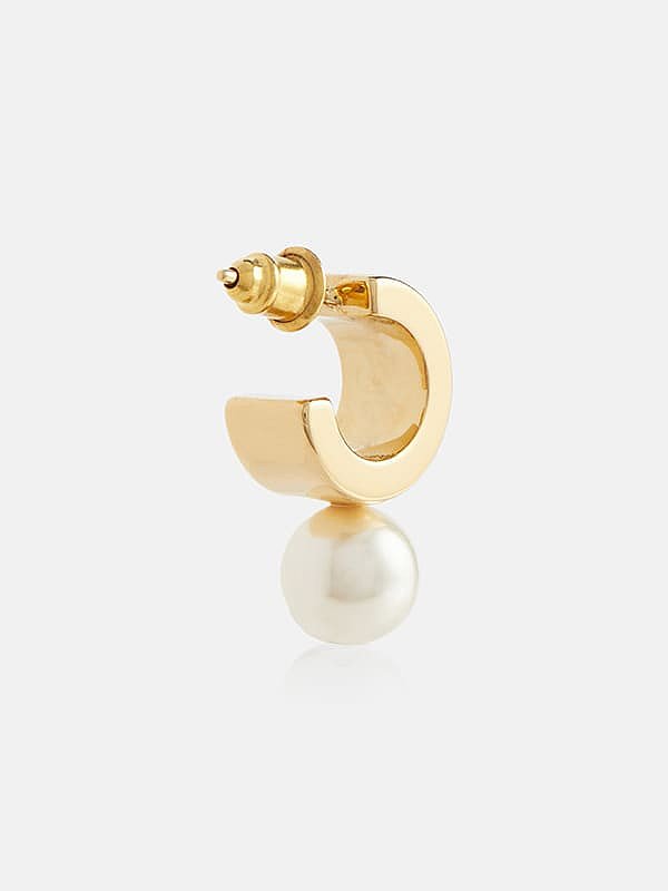 Brass Imitation Pearl Geometric Minimalist Drop Earring
