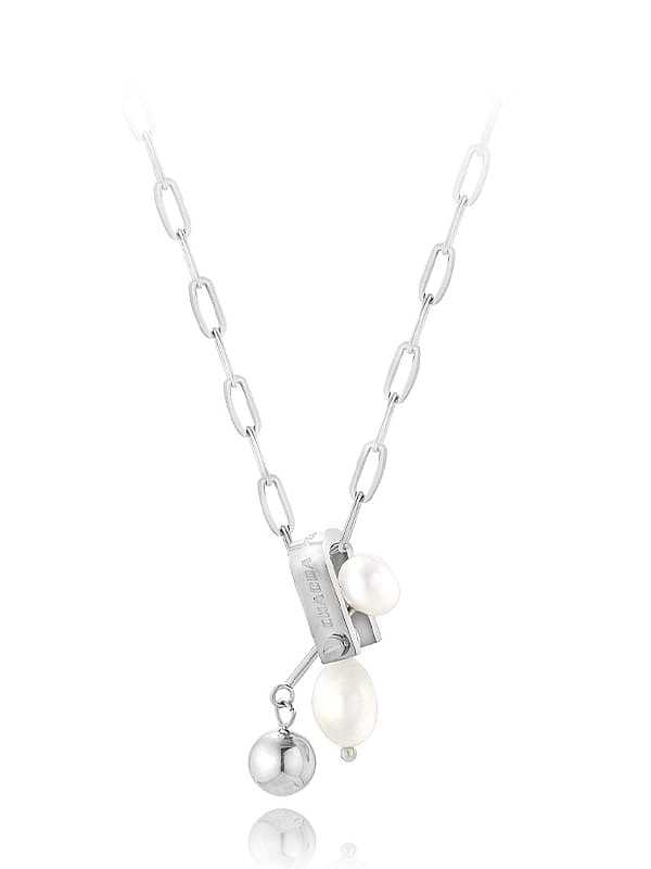Stainless steel Freshwater Pearl Geometric Vintage Necklace