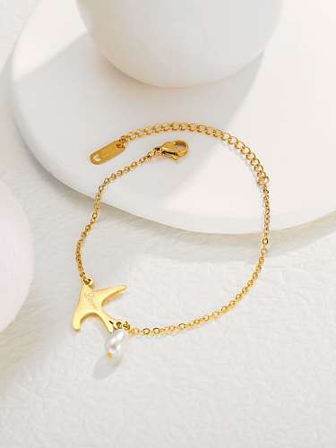 Stainless steel Imitation Pearl Bird Minimalist Bracelet