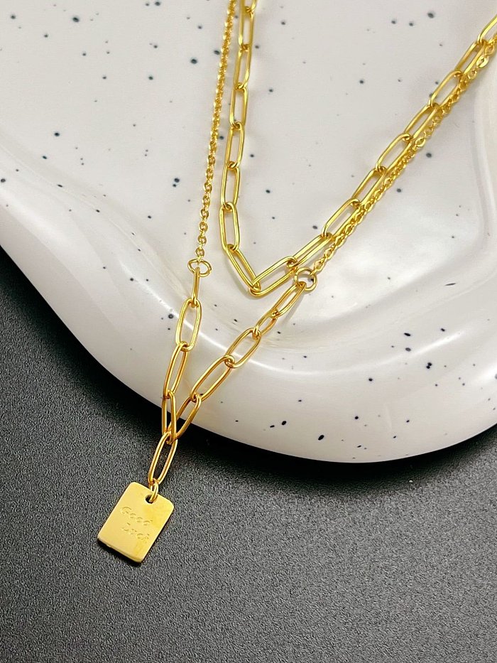 Geometrische, minimalistische Doppelschicht-Halskette aus Titanstahl