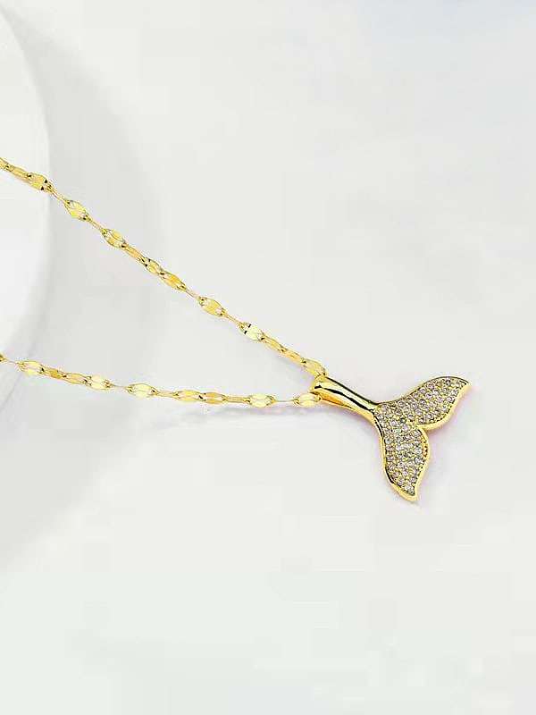 Minimalistische Fischschwanz-Halskette aus Titanstahl mit Zirkonia-Anhänger