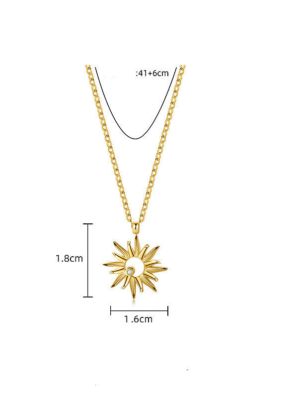 Edelstahl-Strass-Sonnenblumen-Trend-Halskette