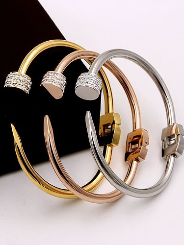 Titanium Rhinestone Bullet Minimalist Bracelet
