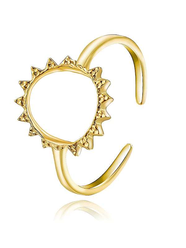 Anel Titânio Aço Strass Oval Minimalista Hollow Sun Flower Band Ring Ring