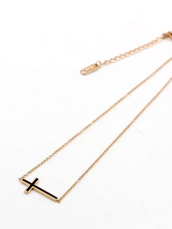 Titanium Enamel Cross Minimalist pendant Necklace