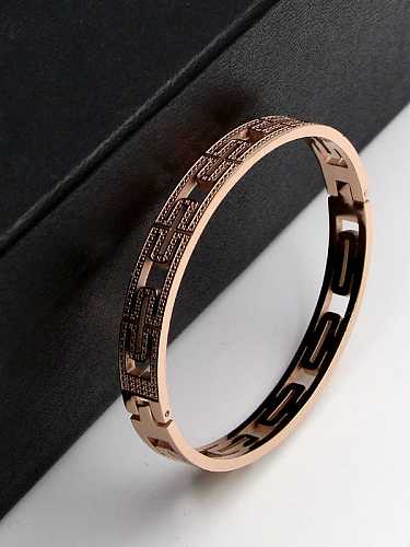 Titanium Rhinestone Geometric Minimalist Band Bangle