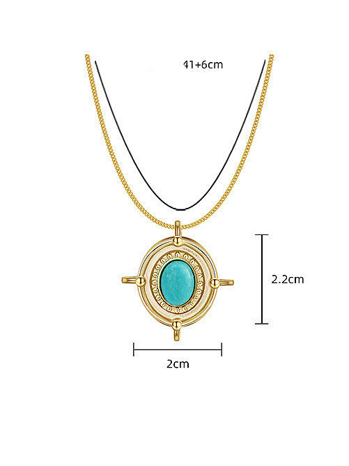 Titan Stahl Türkis Geometrische Vintage Halskette