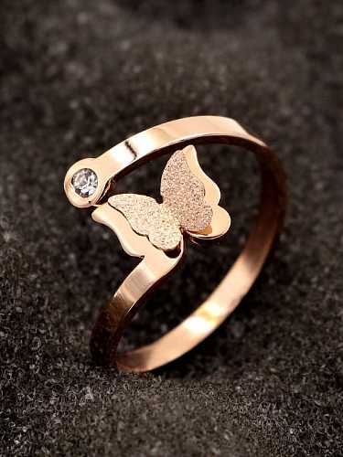 Titanium Cubic Zirconia Butterfly Dainty Band Ring