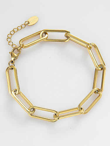 Bracelet à maillons géométriques vintage en acier inoxydable