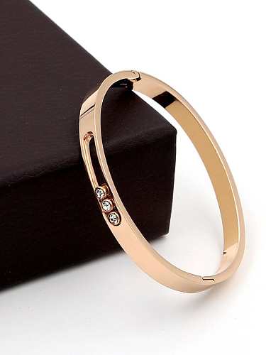 Titanium Hollow Cubic Zirconia Geometric Minimalist Band Bangle