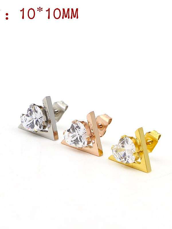 Aretes de corchete delicados con corazón de diamantes de imitación de titanio